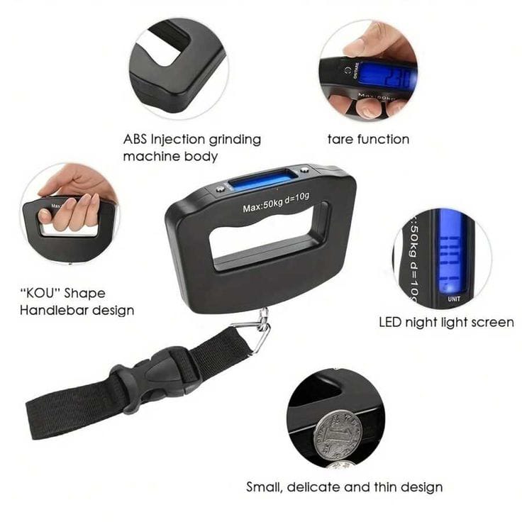 TRIXES Portable Digital Luggage Scales Travel Accessory 50kg Suitcase Weight Measure